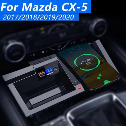 QI Car Accessories Wireless For Mazda CX-5 2017 2018 2019 2020 Charger Cigarette Lighter Installation Mobile Phone Fast Charging