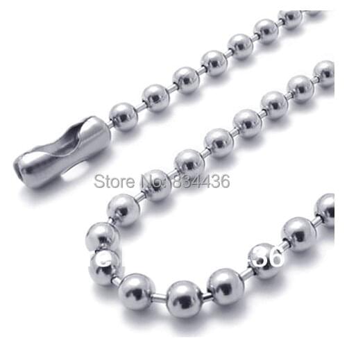 Free Shipping wholesale 2.4mm 316L stainless steel necklace ball beads chain for pendants men womens DIY jewelry accessories