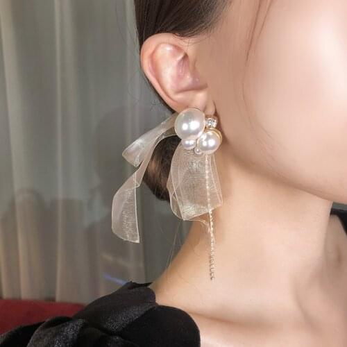 Temperament Big Lace Pearl Drop Earrings 2020 New Jewelry Sweet Earings For Women