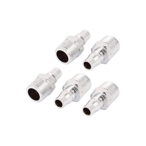 PM40 Male Thread Quick Fitting Pneumatic Connector Coupler Silver Tone 5pcs