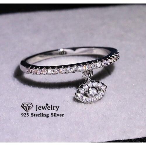 CC Simple Rings For Women S925 Silver Angel Eyes Cubic Zirconia Creative Ring Fine Jewelry Bridal Wedding Bijoux Femme CC3210