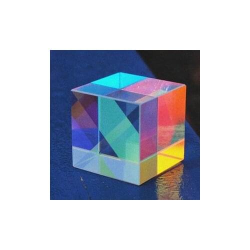 Dichroic Glass 45mm Optical Color Prism Six-sided Light K9 Crystal for Teaching Experiment Laser Cube Rainbow Glass Wholesale