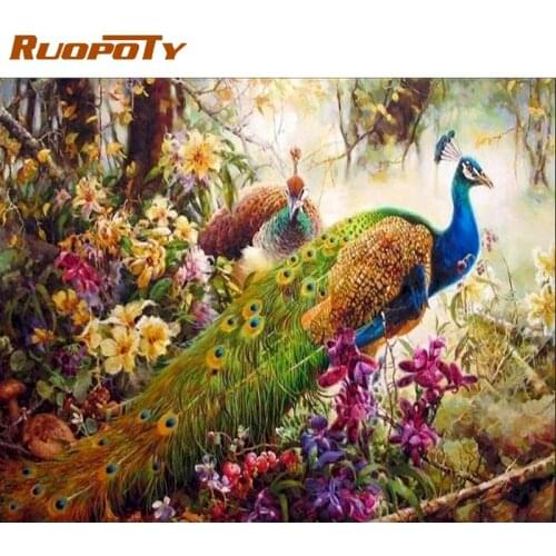 DIY digital Painting By Numbers Kits peacock abstract Paint By Numbers animals Hand Oil Painting Unique Gift For Children adults