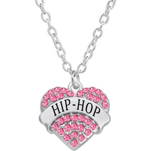 Diy Engraved Name Inlay Crystal Message Hearts Hip Hop Necklace