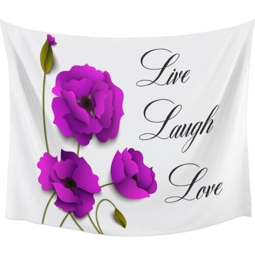Purple Flower Poppy Flower Text Tapestry Wall Hanging Home Wall Decor Blanket Bedroom Tapestry Yoga Mat