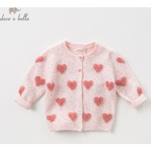 DBZ11886 dave bella autumn infant baby girls fashion love cardigan kids toddler coat children cute knitted sweater