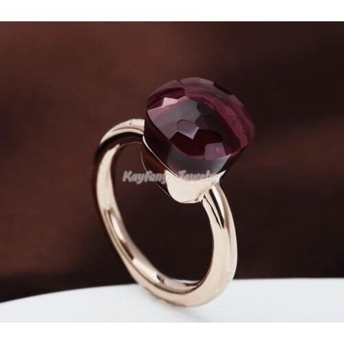 Kayfany Classic Water Droplets Candy Style Ring Purple Crystal Drop Rings For Women Fashion Jewelry Golden Plated Candy Ring