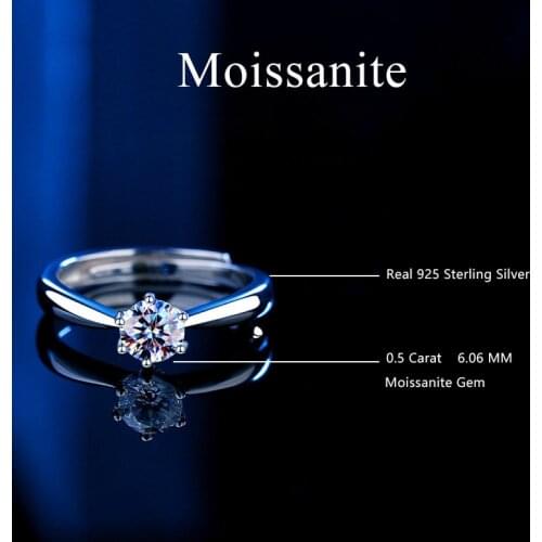 Women Silver Ring Moissanite Gem 925 Sterling Silver Ring for Women Bride Couple Luxury Wedding Jewelry Accessories Gift