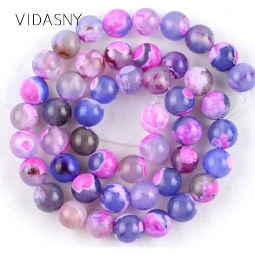Natural Stone Rose Red Blue Fire Agates Round Beads For Jewelry Making 6 8 10mm Spacer Loose Beads Diy Bracelet Necklace 15