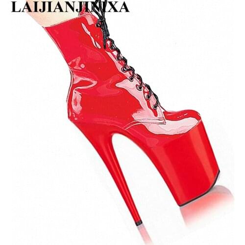 LAIJIANJINXIA 20cm elegant fashion With High Heels Lady Ankle Boots 8 inch high heels boots Platform Gladiator Motorcycle boots