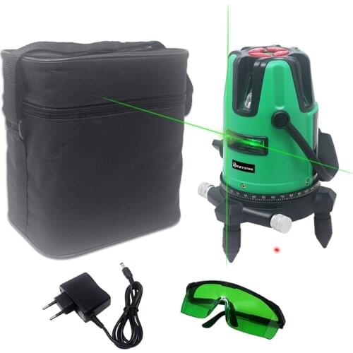 5 Red Green Line Laser Level Self-leveling Horizon Vertical Cross Line 360 Degree Rotary 6 Poins 532nm Outdoor Tripod