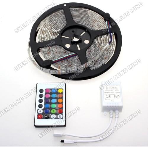 300leds/5m 60leds/m RGB LED Strip light 12V 5050 SMD flexible tape waterproof + 24 Key IR remote Controller Christmas Garland