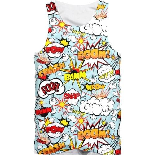 IFPD 3D Print Tank Top Hipster Casual Abstract Funny Anime BOOM Graffiti Sleeveless Vest Gym Clothing Men College Streetwear