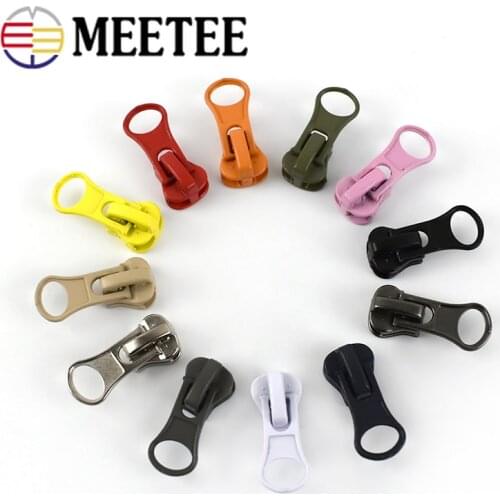 Meetee 10pcs 5# Resin Zippers Head Thick Candy Color Zipper Pull Slider DIY Repair Pillow Quilt Bedding Bags Sewing Clothes