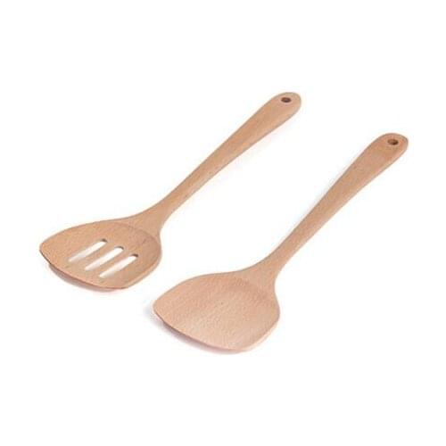 Wood Spoon Set(Turner, Slotted turner) Beech Wood, Suitable for non-stick frying pan