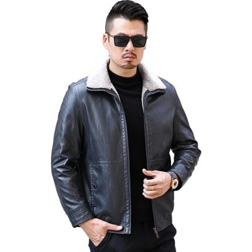 New Thick Leather Jacket Mens Winter Autumn Mens Jacket Fashion Faux Fur Collar Windproof Warm Coat Male Brand Clothing