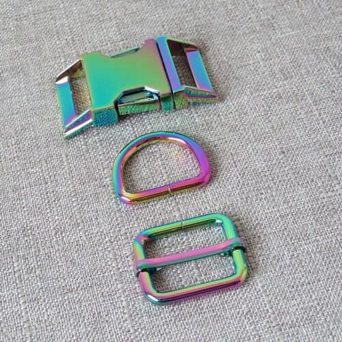 20Sets 25mm Wholesale Dog Collar Paracord Metal D Ring Buckle Hardware Rectangular Loop Straps Bag Belt Adjuster Clasp Accessory