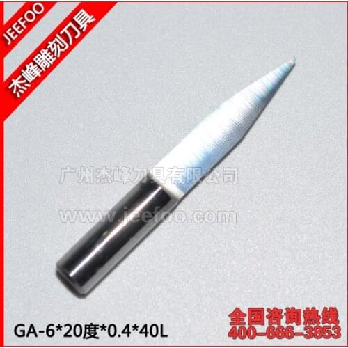 6MM 20Angle 0.4MM Sharp Cutters Flat Bottom Bits CNC, V Shape PCB Router Bit -Engraving, End Millinging Cutter