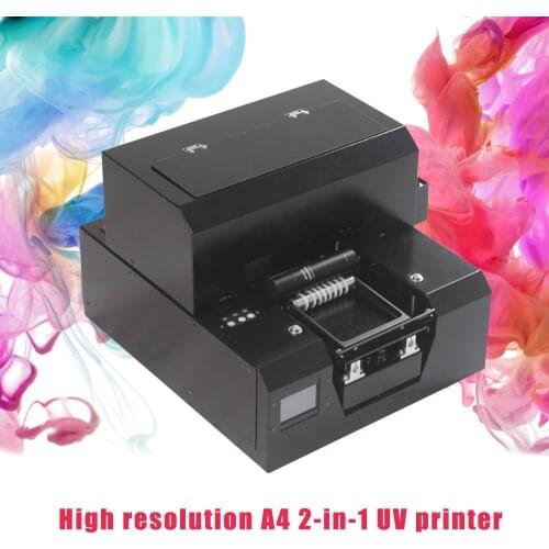 Full automatic UV printer A4 UV Led flatbed Bottle Printer with 1250ml UV ink set For phone case Cylinder wood glass printing