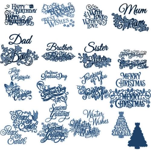 "Best Wishes""Merry Christmas"Words Metal Cutting Dies Scrapbooking Album Paper DIY Card decoration Craft Embossing Dies Cut