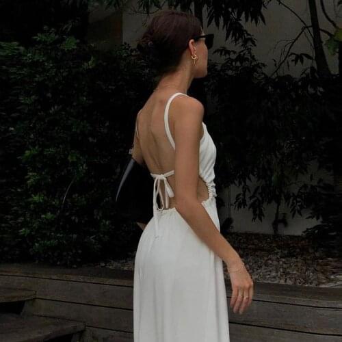 Sexy Backless Party Dresses Women Festival Clothing Streetwear Spaghetti Strap Long Dress Gothic Lace Up Black Maxi Dress
