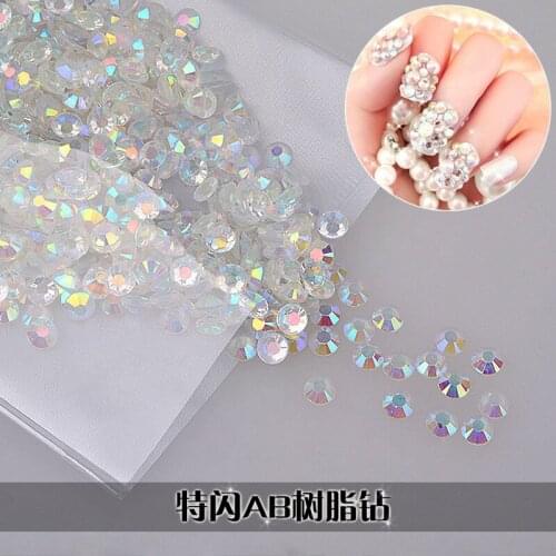 Resin AB Transparent Rhinestones Glass Nails Strass Diamonds Stone Transparent Nail Art Deco Accessories parts design a manicure