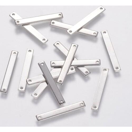 100pcs 304 Stainless Steel Links Connectors Rectangle 25x3.5x1mm For DIY Jewelry Accessories Making Handicrafts Supplies