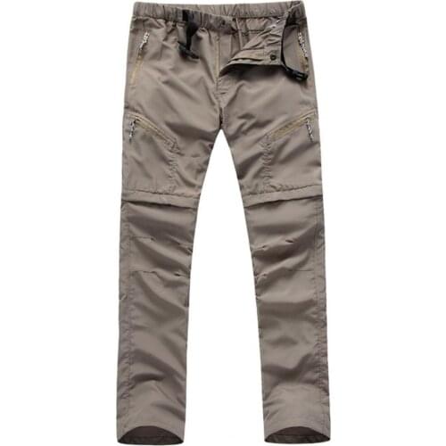 Cargo Pants Men Multi Pockets Solid Color Resistant Adjustable Waistband Removable Camping Hiking Mountain Work Tourism Trousers