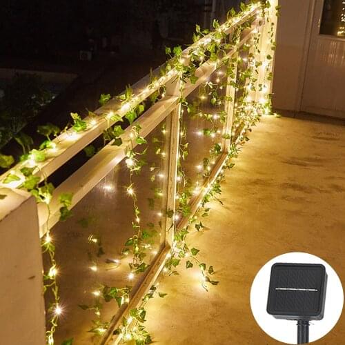 10/5/2m Fairy Wedding Ivy Leaf Vine String Light Solar Powered Green Leaves Holiday Lamp for Christmas Thanksgiving Patio Decor