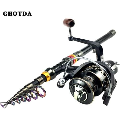 Telescopic Fishing Rod Combo and Reel Kit Spinning Fishing Reel Gear Pole Set vara de pesca com molinete