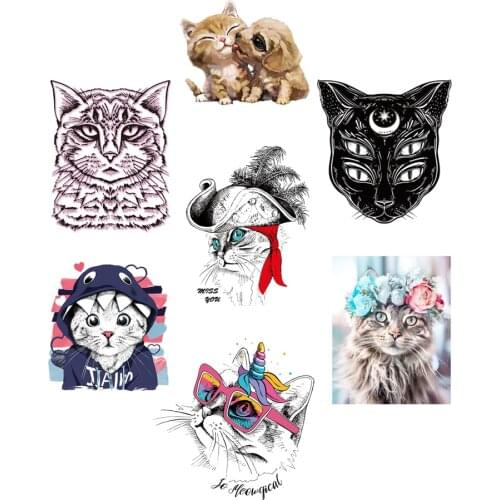 Clothing thermoadhesive patches Cute cats stripes for jeans diy child Patches on clothes heat transfer vinyl