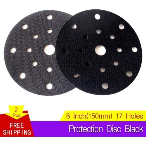 Thin Interface Pad Protection Disc 6 Inch 17 Holes 150mm Black for Sander Polishing & Grinding - Hook and Loop