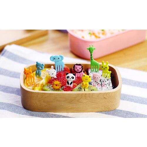 10pcs/pack Animal Farm Fruit Fork Mini Cartoon Children Snack Cake Dessert Food Fruit Pick Toothpick Lunches Party Decor