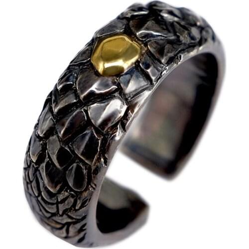 Vintage Creativity Punk Black Dragon Scales Open Ring for Men Women Cocktail Party Wedding Ring Cool Dragon Ring Jewelry