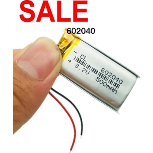 High Quality 602040 3.7v 500mAh High Capacity Rechargeable Lithium Li-po Li-polymer Li Ion Battery