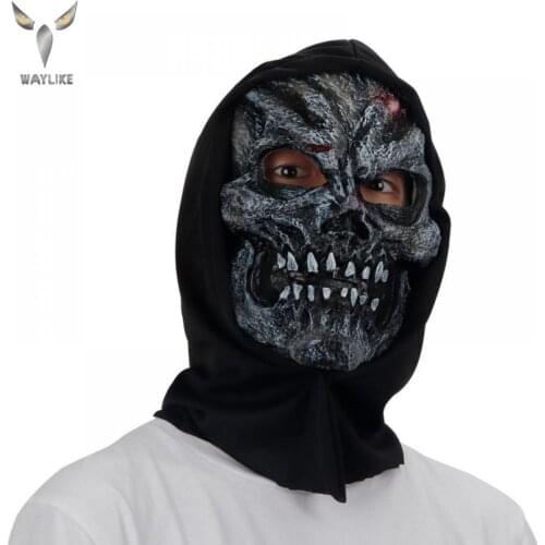 WAYLIKE Foam Black Skull Mask Halloween skull skull terrifying mask ghost full face cosplay costume