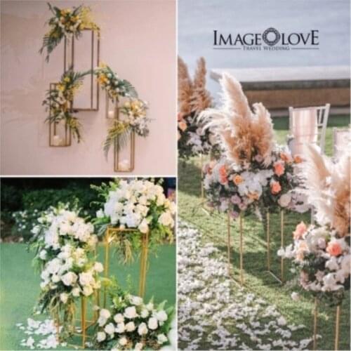 Wdding Flower Vase Gold Column Stand Metal Road Lead Wedding Centerpiece Flower Rack For Event Party Decoration