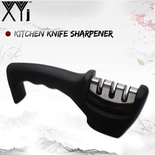XYj Professional Knife Sharpener Quick 3 Stages Sharpener Non-Slip Handle Knife Grinder For Stainless Steel Knives Kitchen Tool