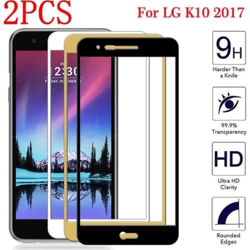 2PCS Full Cover Tempered Glass For LG K10 2017 Screen Protector protective film For LG M250N M250 LV5 X400 glass