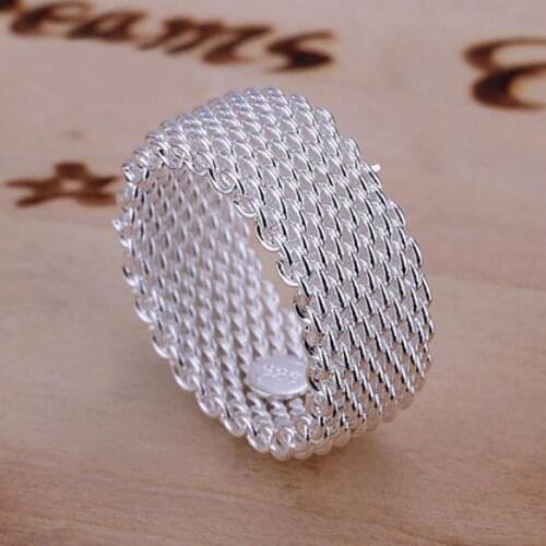 Woven Mesh Rings For Women Ladies Fashion Wide Hand Rings Hand Accesorios Mujer Alloy Finger RIng Homine Jewelry Gift