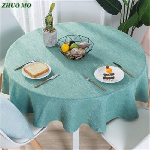 ZHUO MO 6 Colors Cotton Linen Round Tablecloth Table Cover Kitchen Tea Coffee Nappe Party Wedding for Home Decoration Home Decor