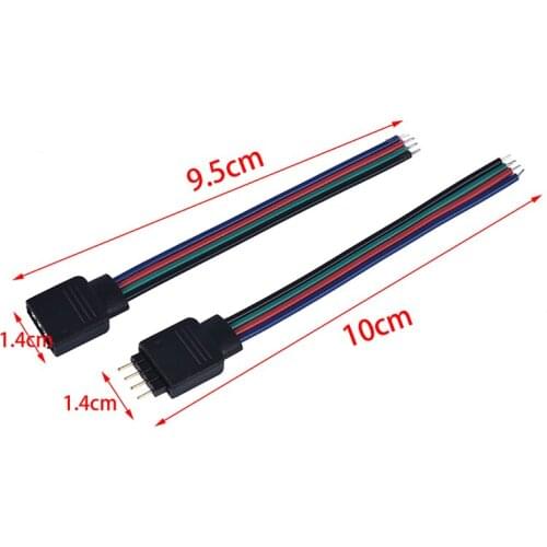 10Pcs/lot 4Pin Male + Female Connector Cable Wire For 3528 5050 LED Strip Light Wholesale