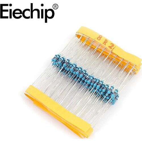 100pcs/lot 1/4W 1% Metal film resistor 8.2R 0.25W resistance 8.2 ohm Throught Hole