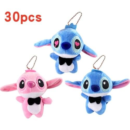 11cm 30pcs/Lot Anime Lilo & Stitch Small Angel Mini Plush Toys Lilo and Stitch Key Chains Pendant Gifts For Children