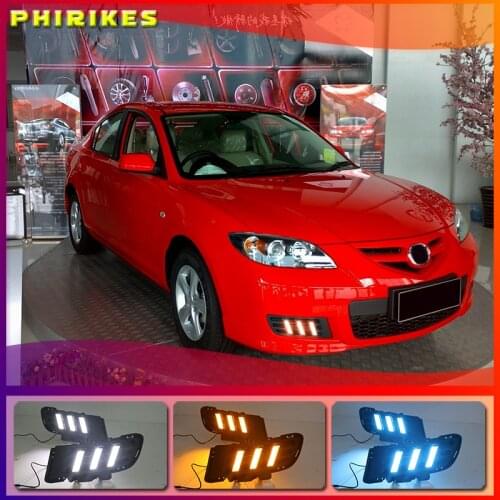 2pcs For Mazda 3 Mazda3 2010 2011 2012 LED DRL Daytime Running Light Daylight yellow turn Signal fog lamp