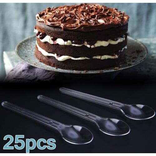 25/50pcs Disposal Coffee Tea Spoon Plastic Spoon Ice Cream Dessert Scoop Dessert Scoops Party Kitchen Tableware Accessorie