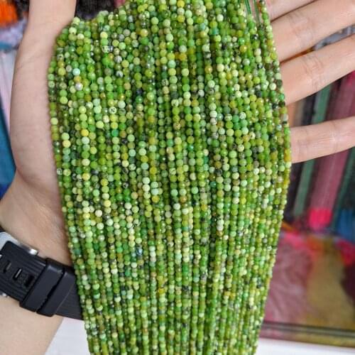 3mm Faceted Natural Green Grass Turquoises Stone Beads Round Loose Stone Beads For Jewelry Making DIY Strand 15