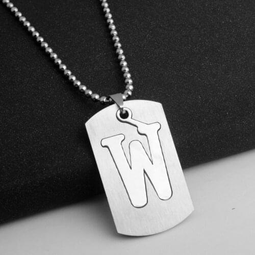 30pcs Family name gift Initial Letter W monogram alphabet Stainless steel alloy 26 English word sign pendant Necklace jewelry