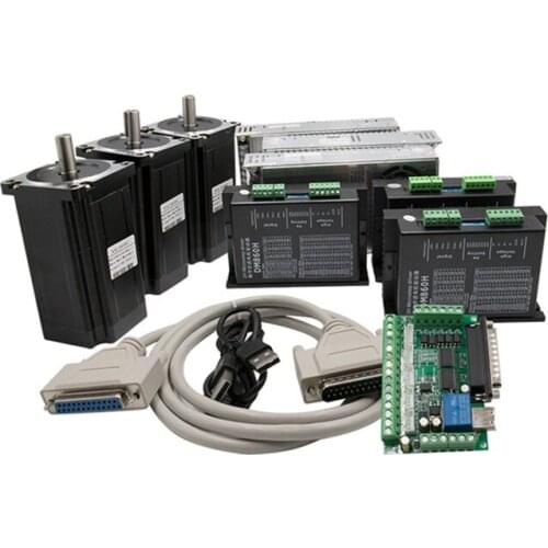 4 set Nema34 stepper Motor 4.5N.m/8.5N.m/12Nm+2-Phase Motor+ DM860H Driver +400w60v power For CNC router