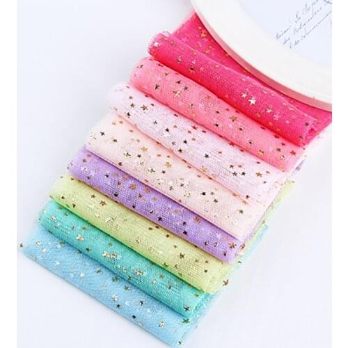 7.5cm *25m Straight Cut Star Point Mesh Gauze Strip Handmade Fower Material Foral Material Bow Hair Accessories DIY Ribbon